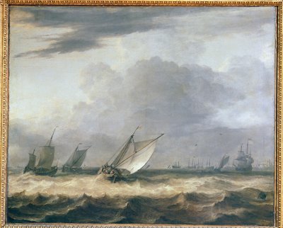 Boats in Strong Wind by Allart van Everdingen